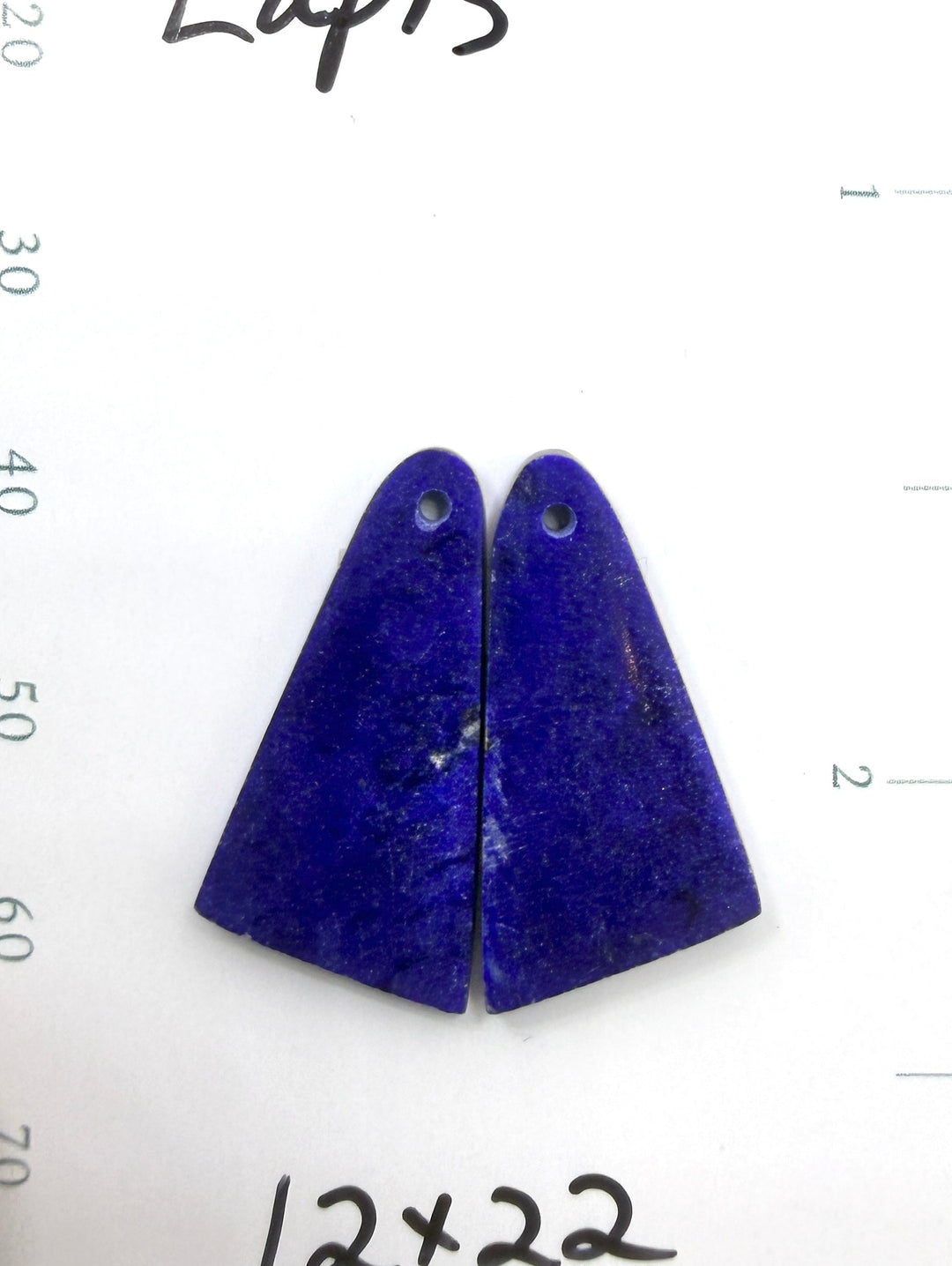 Lapis Lazuli Focal Matching Earring Slab Bead Pair 12x22mm