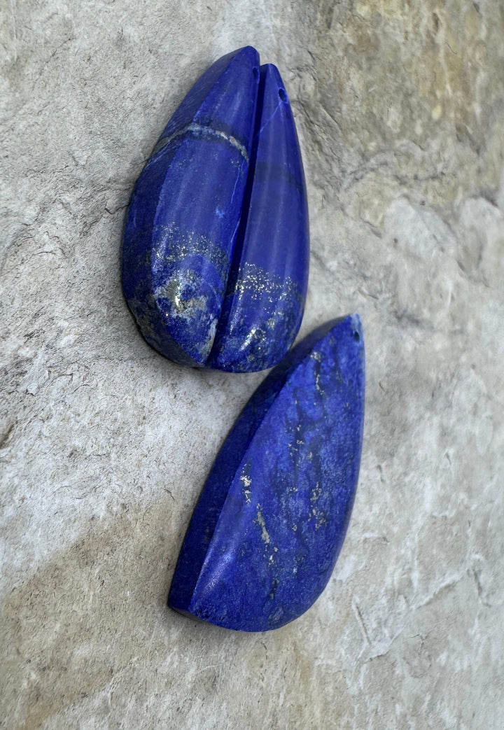 Lapis Lazuli Focal Pendant and Earring Slab Bead Set 3