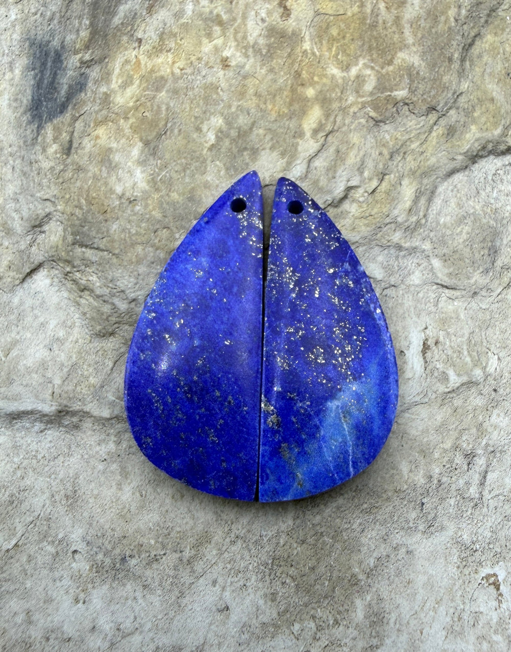 Lapis Lazuli Matching Earring Slab Bead Pair 11x27mm