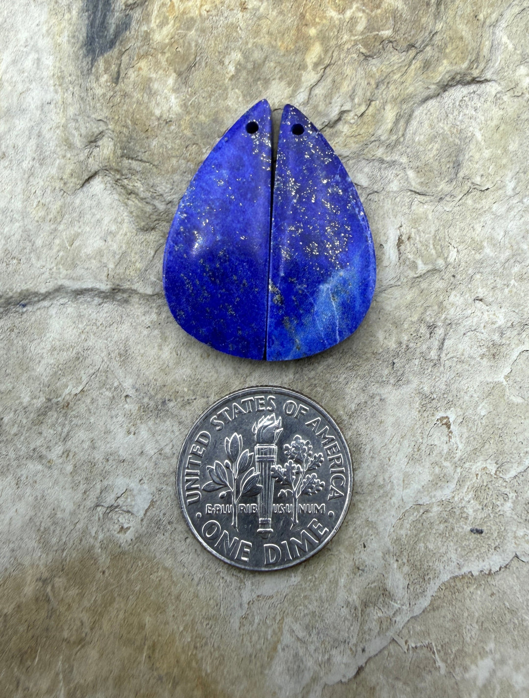 Lapis Lazuli Matching Earring Slab Bead Pair 11x27mm