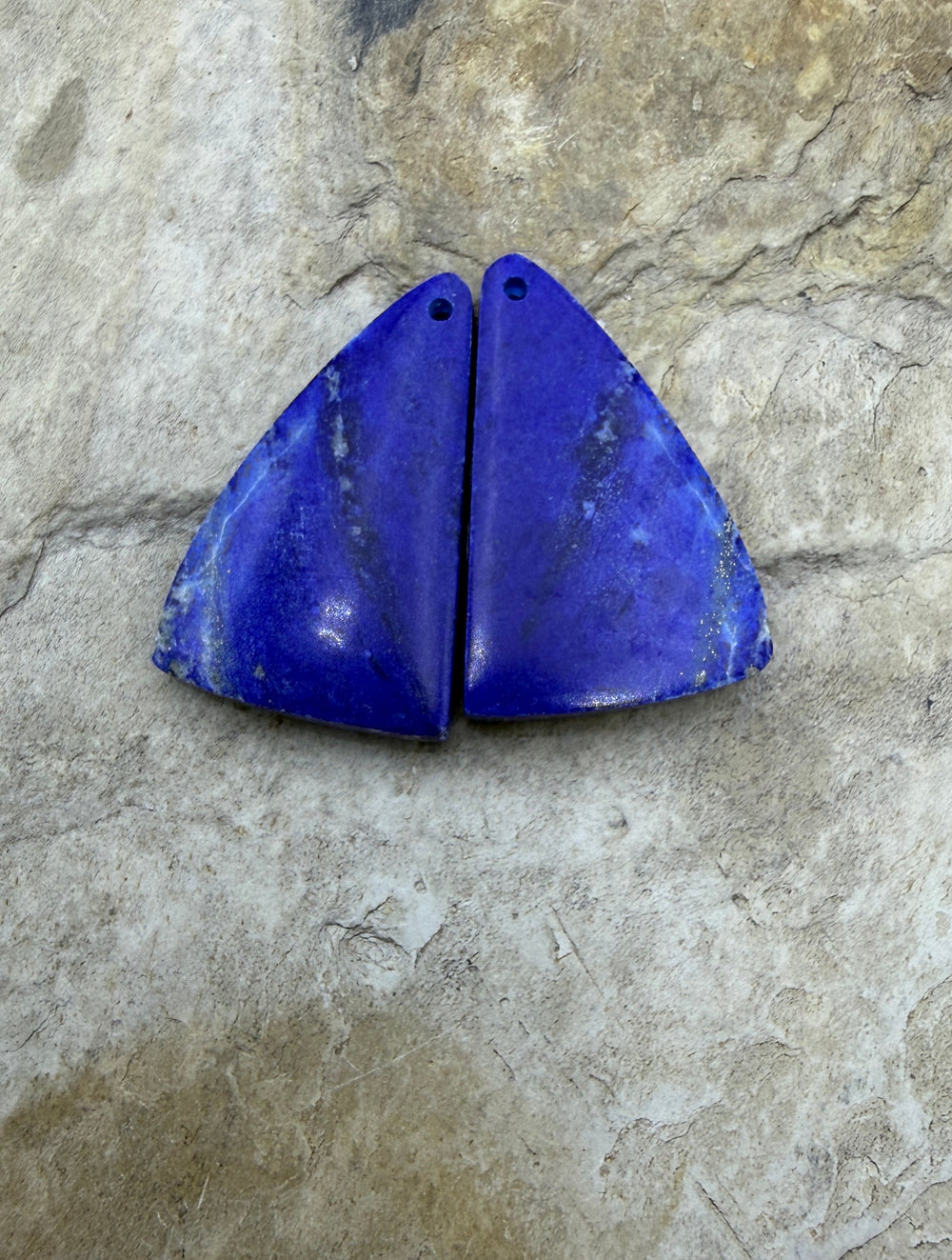 Lapis Lazuli Matching Earring Slab Bead Pair 15x25mm