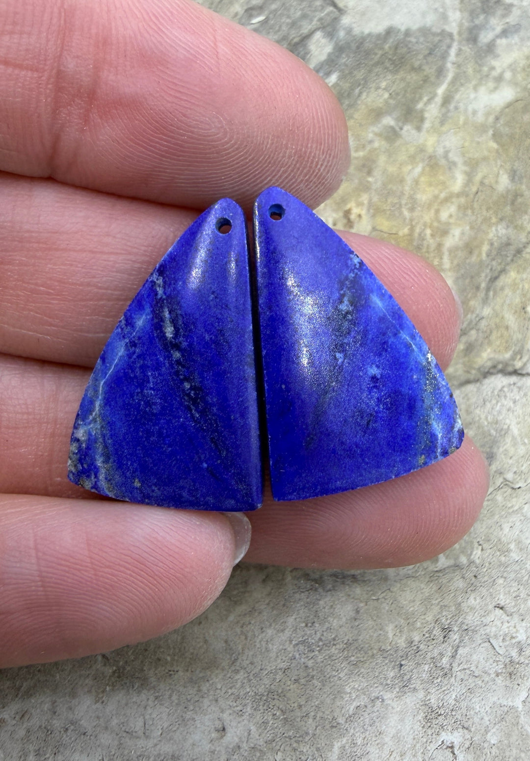 Lapis Lazuli Matching Earring Slab Bead Pair 15x25mm