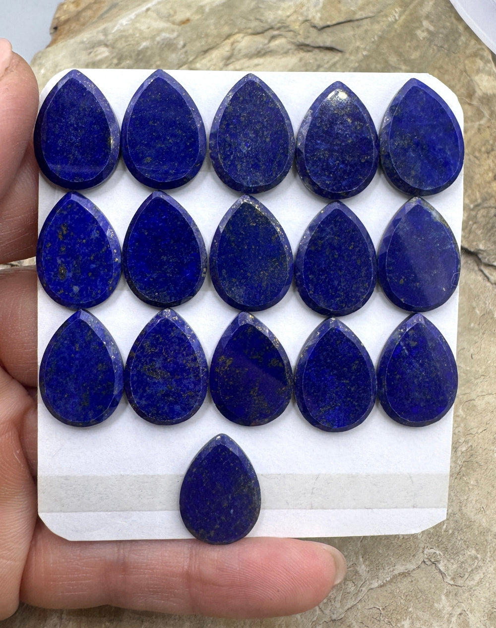 Lapis Lazuli Teardrop Shaped 13x18mm Faceted Cabochon