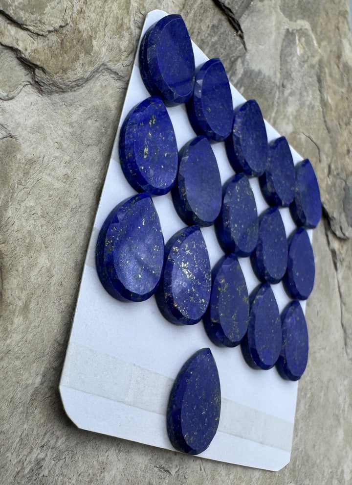 Lapis Lazuli Teardrop Shaped 13x18mm Faceted Cabochon