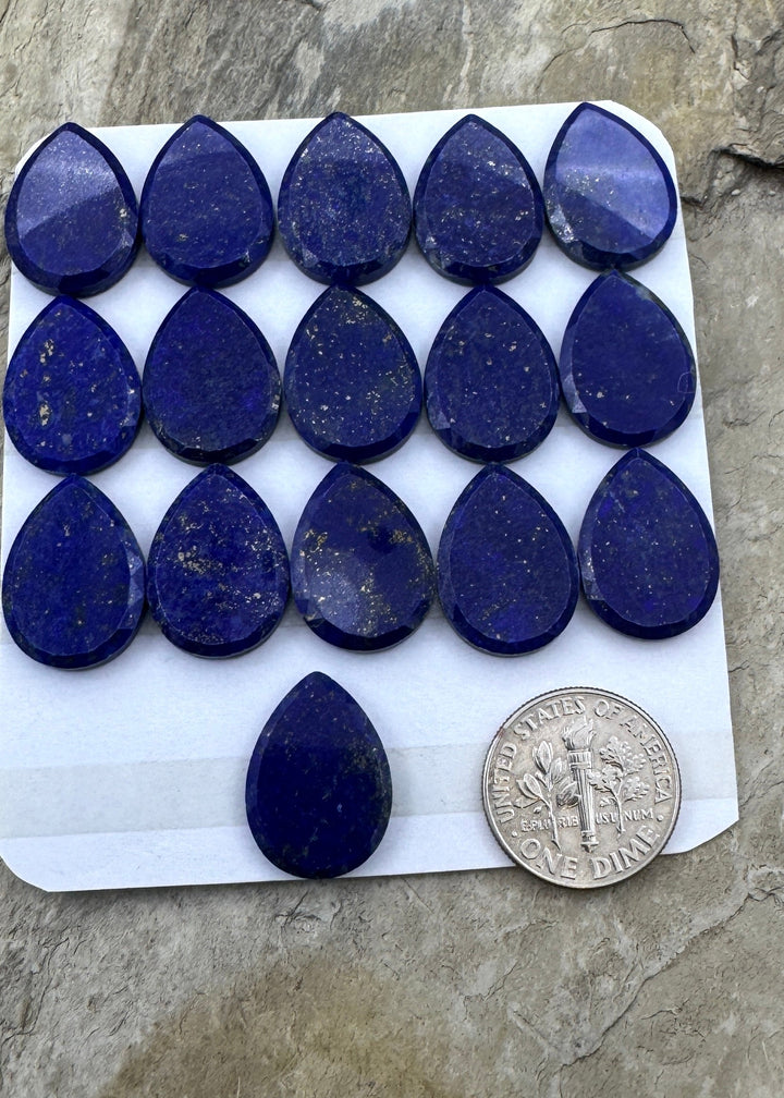 Lapis Lazuli Teardrop Shaped 13x18mm Faceted Cabochon