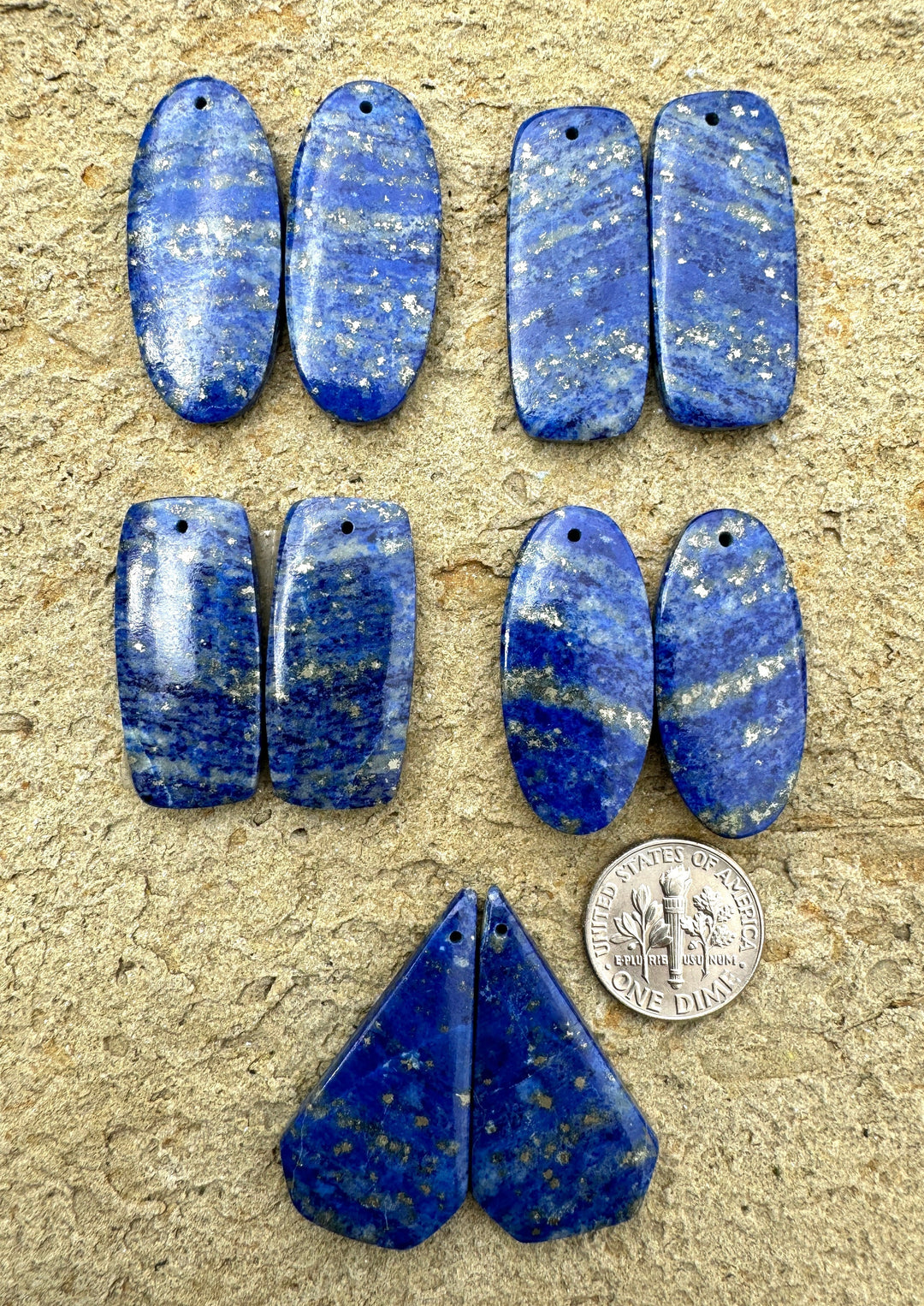 Lapis Lazuli with Pyrite Earring Pair Slab Beads (select