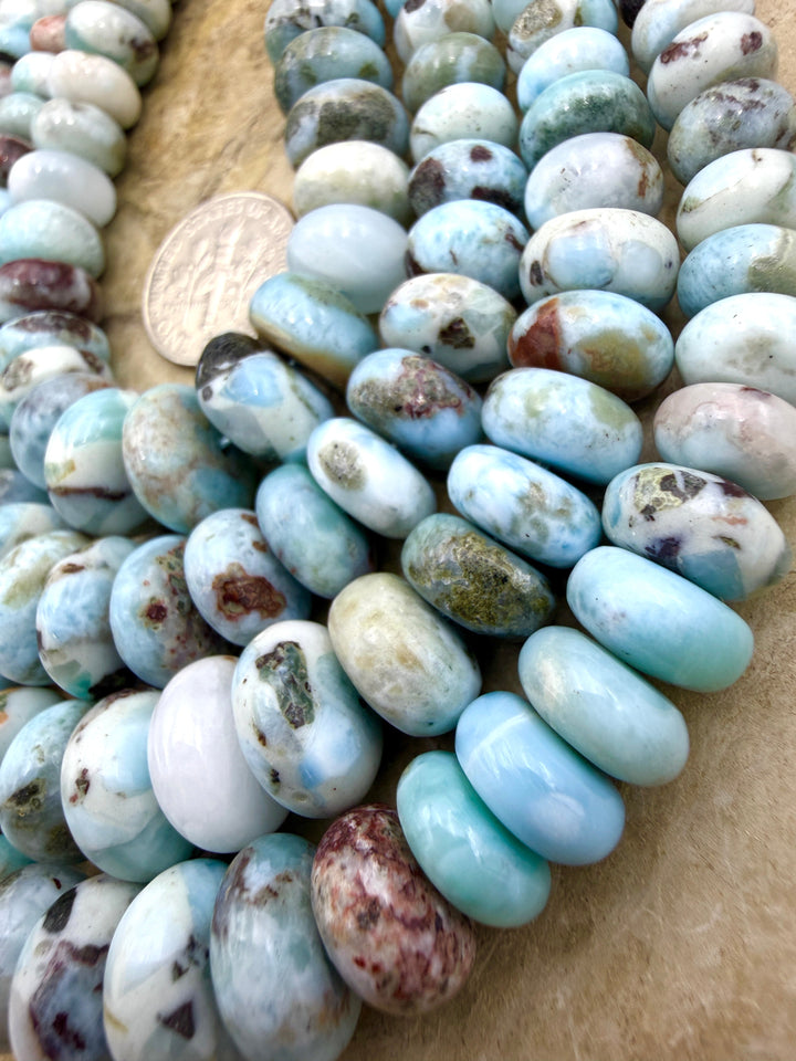 Larimar (Dominica Republic) Graduated 6-12mm Rondelle Beads