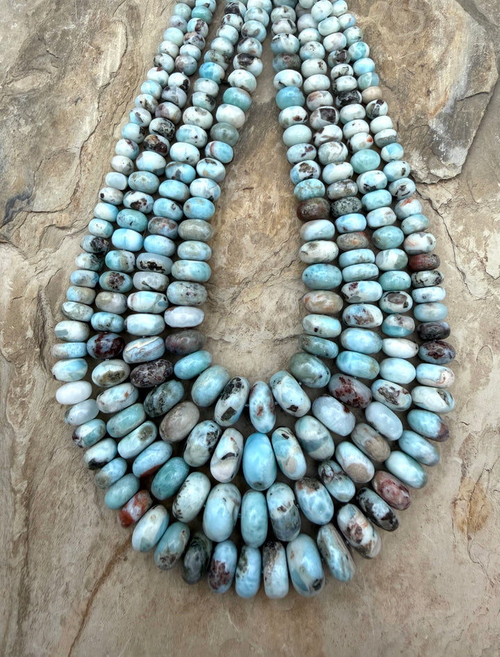 Larimar (Dominica Republic) Graduated Rondelle Beads 6-12mm