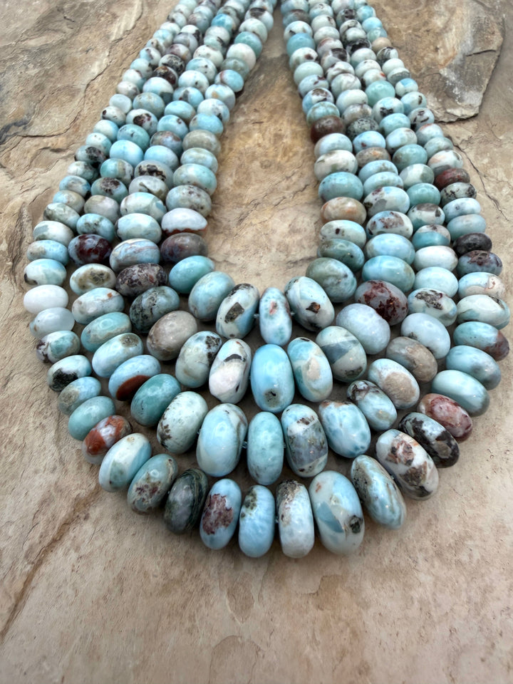 Larimar (Dominica Republic) Graduated Rondelle Beads 6-12mm