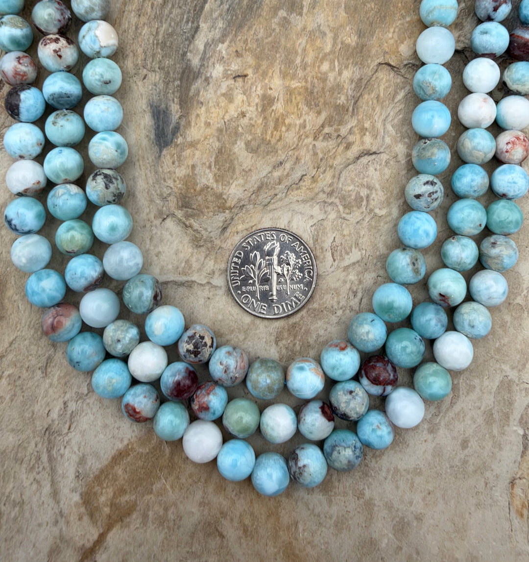 Larimar (Dominica Republic) Round Beads 7mm 16 Inch Strand