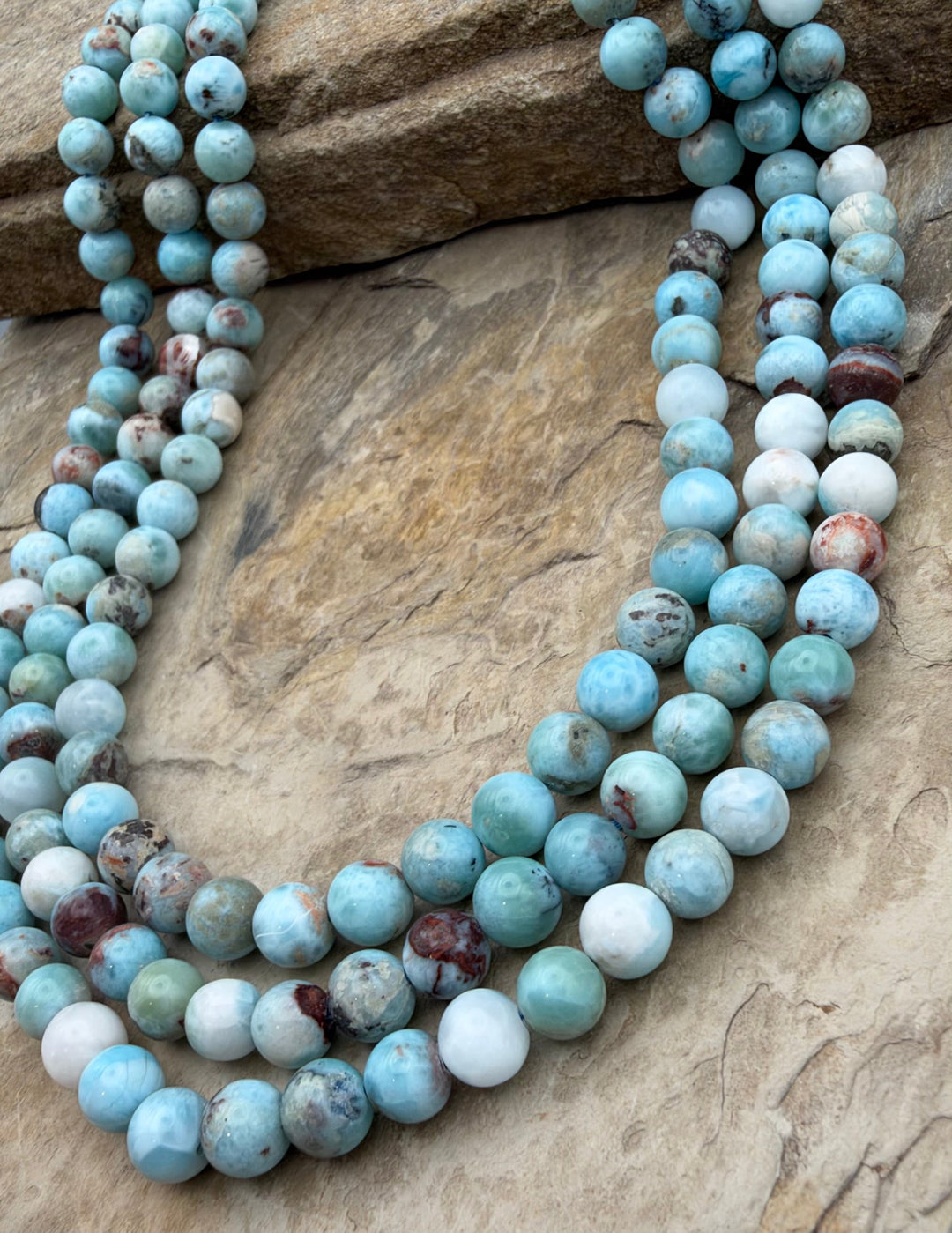 Larimar (Dominica Republic) Round Beads 7mm 16 Inch Strand