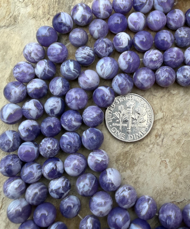 Lavendar Moon Quartz 7mm Round Beads 7 Inch Strand/23-25