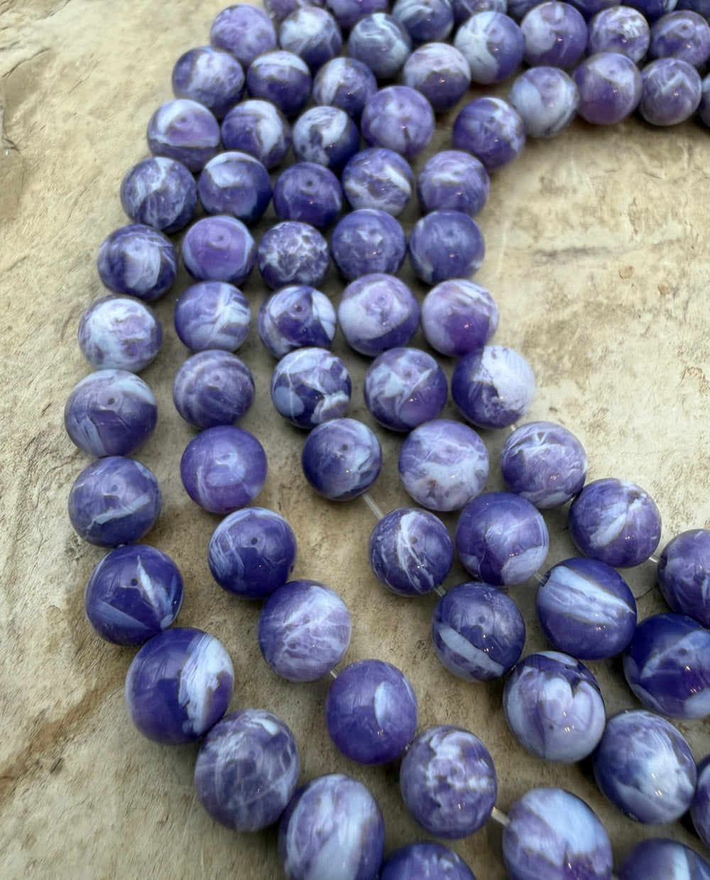 Lavendar Moon Quartz 7mm Round Beads 7 Inch Strand/23-25