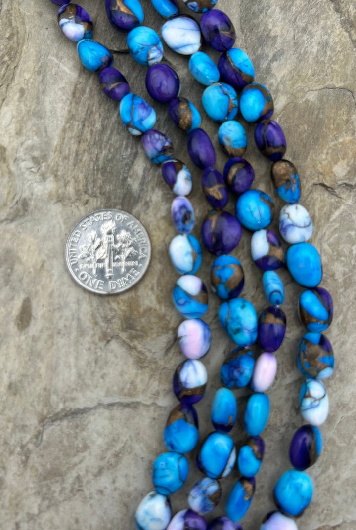 Lavender Blue Dahlia Kingman Potato Nugget Beads 7-10mm