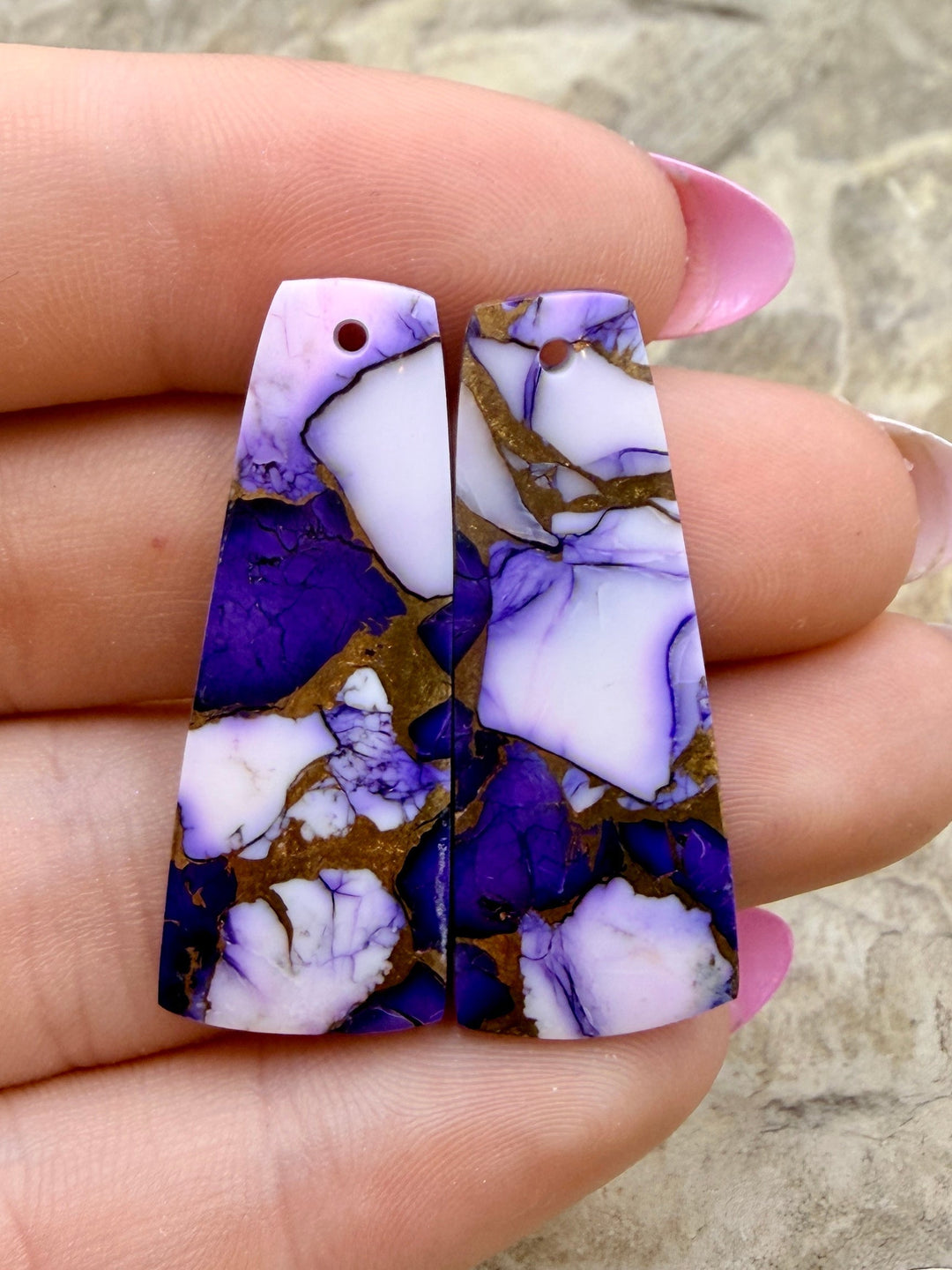 Lavender Dahlia Kingman Composite Block Matching Earring