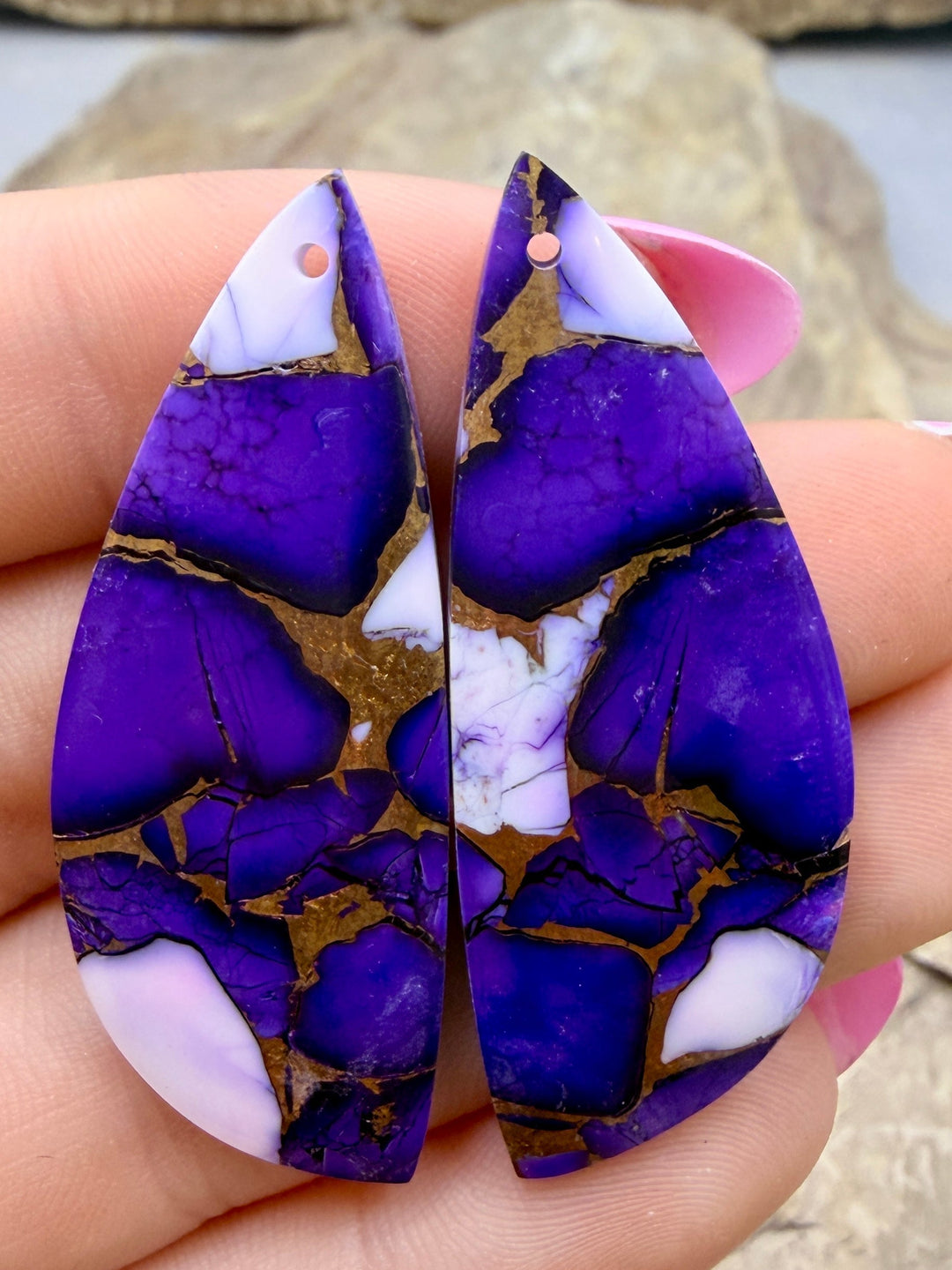 Lavender Dahlia Kingman Composite Block Matching Earring