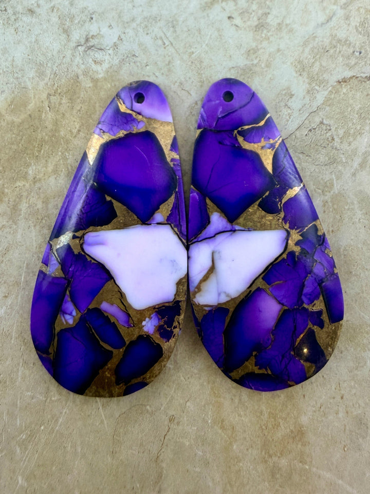 Lavender Dahlia Kingman Composite Block Matching Earring