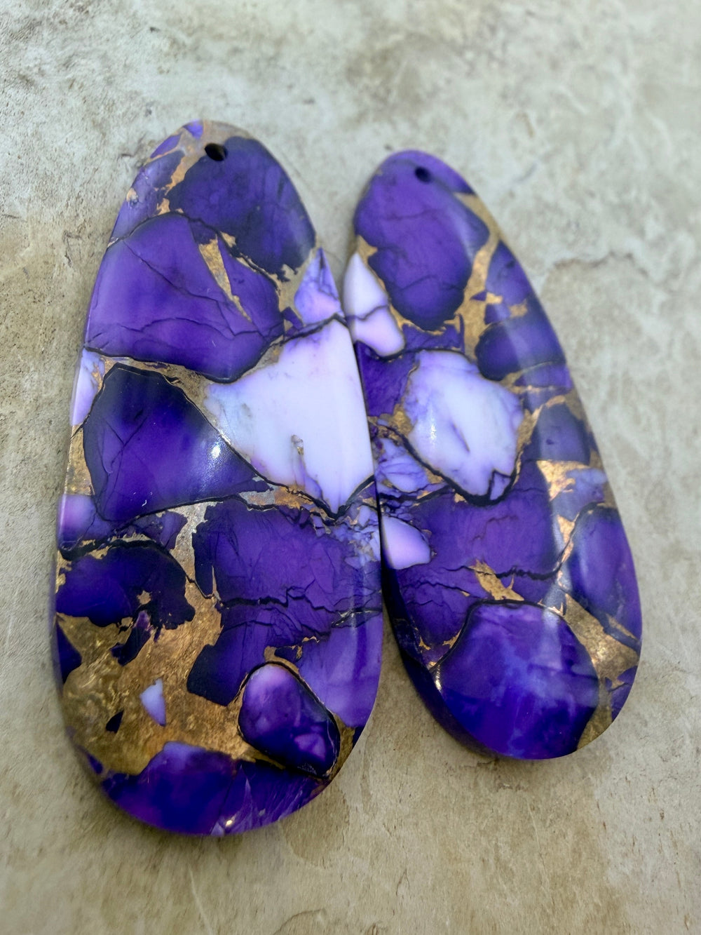 Lavender Dahlia Kingman Composite Block Matching Earring
