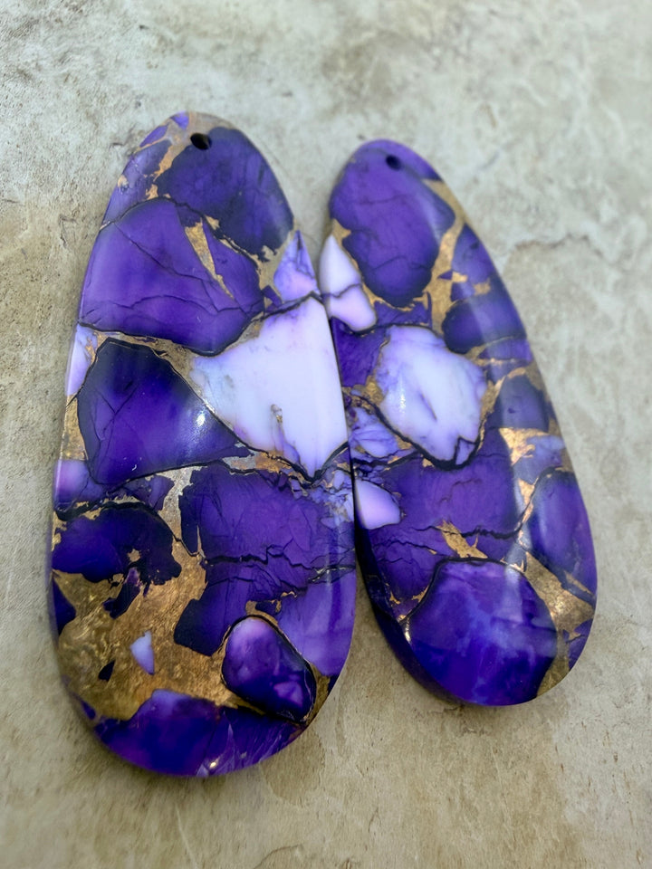 Lavender Dahlia Kingman Composite Block Matching Earring