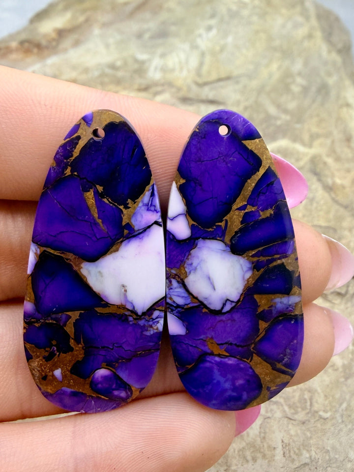 Lavender Dahlia Kingman Composite Block Matching Earring
