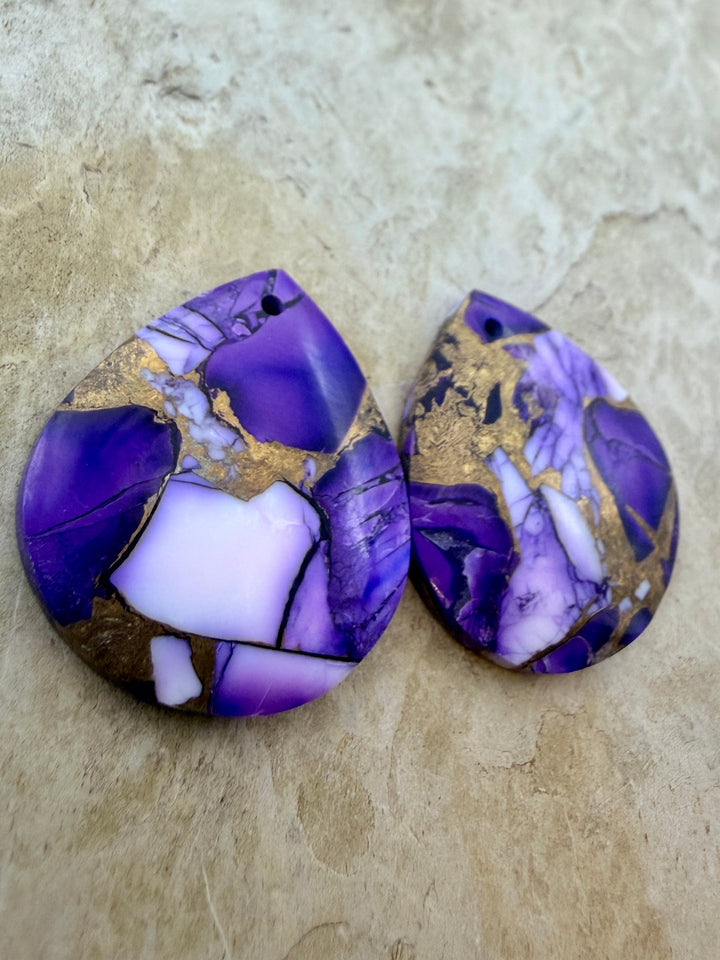 Lavender Dahlia Kingman Composite Block Matching Earring
