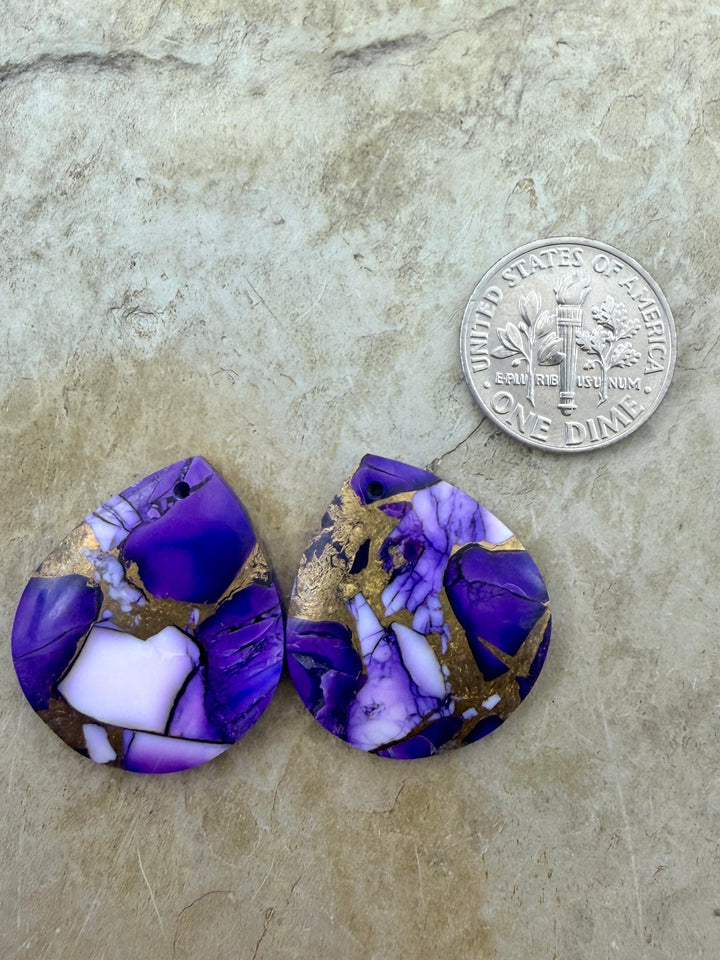 Lavender Dahlia Kingman Composite Block Matching Earring