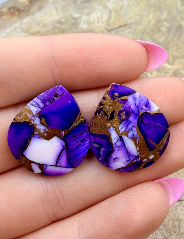 Lavender Dahlia Kingman Composite Block Matching Earring