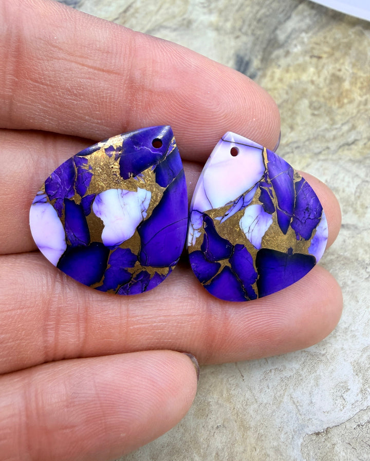 Lavender Dahlia Kingman Composite Block Matching Earring