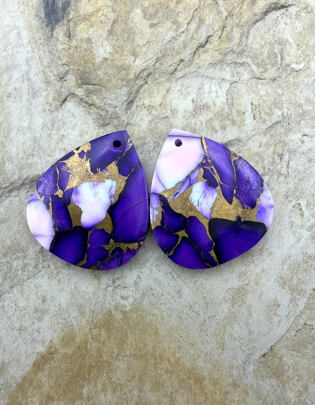 Lavender Dahlia Kingman Composite Block Matching Earring