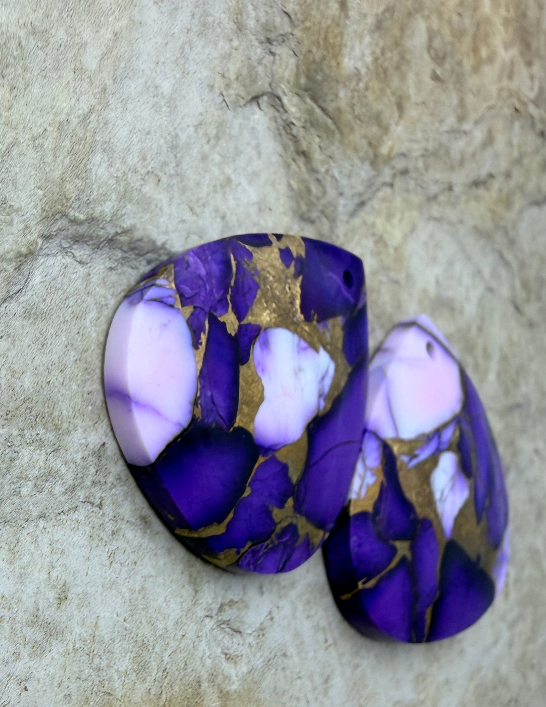 Lavender Dahlia Kingman Composite Block Matching Earring