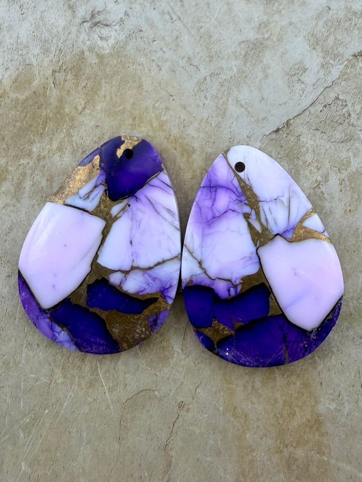 Lavender Dahlia Kingman Composite Block Matching Earring
