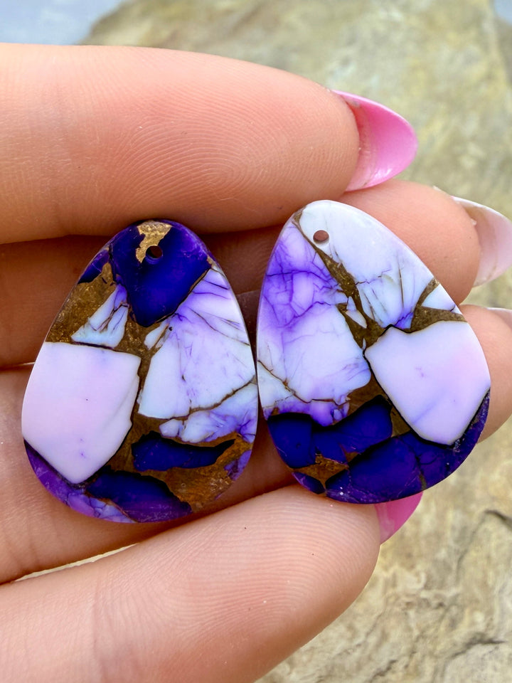 Lavender Dahlia Kingman Composite Block Matching Earring