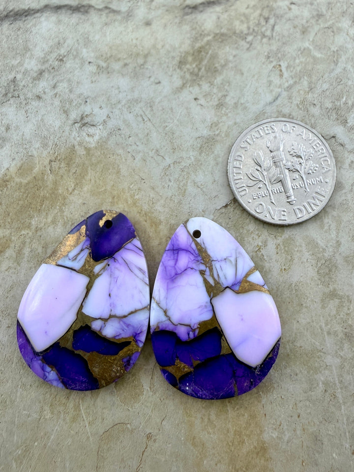 Lavender Dahlia Kingman Composite Block Matching Earring