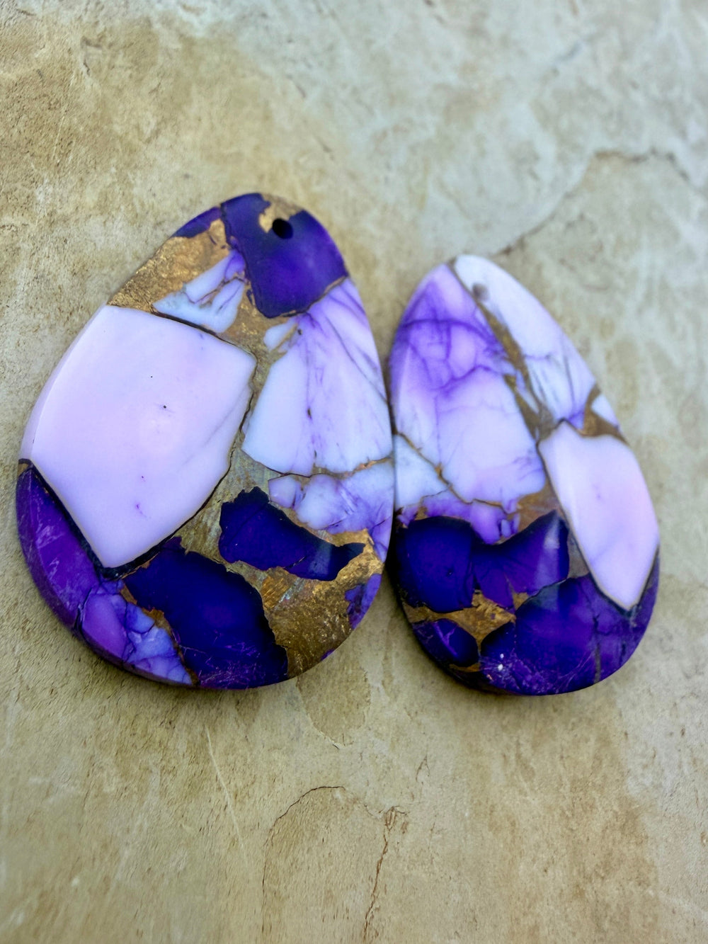 Lavender Dahlia Kingman Composite Block Matching Earring