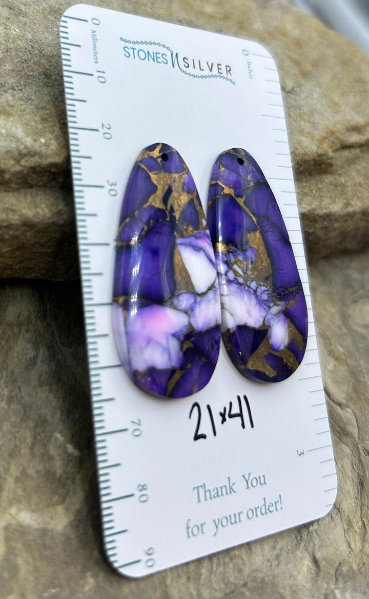 Lavender Dahlia Kingman Composite Block Matching Earring