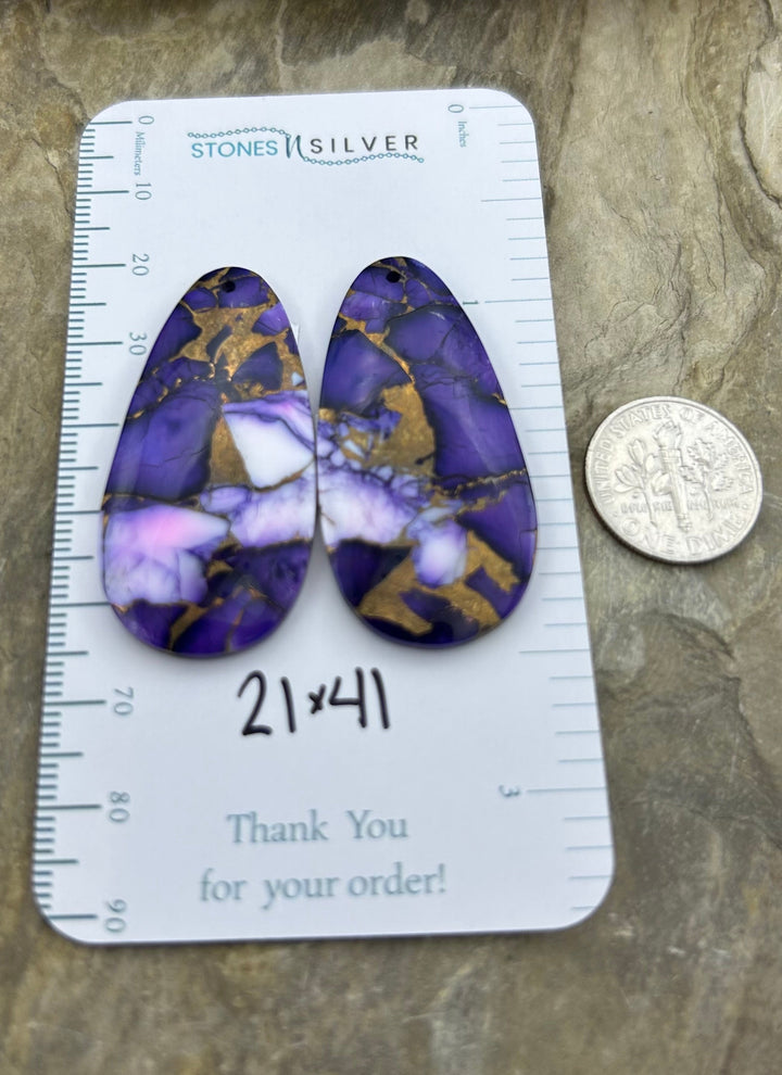 Lavender Dahlia Kingman Composite Block Matching Earring