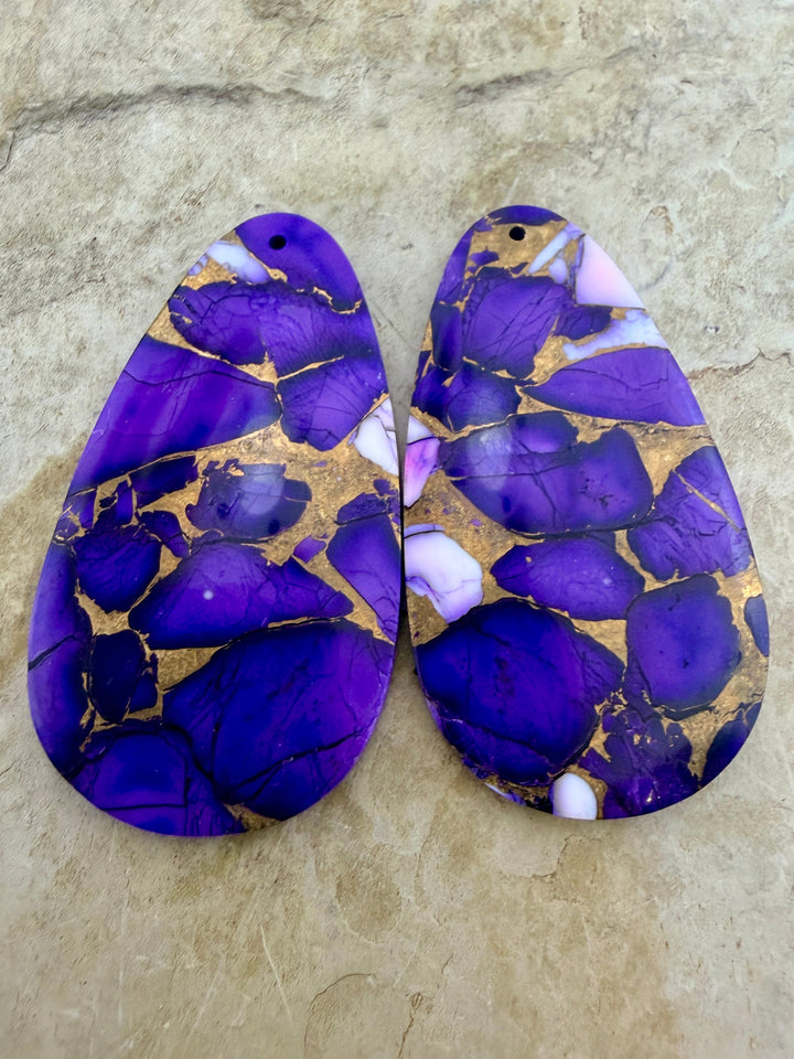 Lavender Dahlia Kingman Composite Block Matching Earring