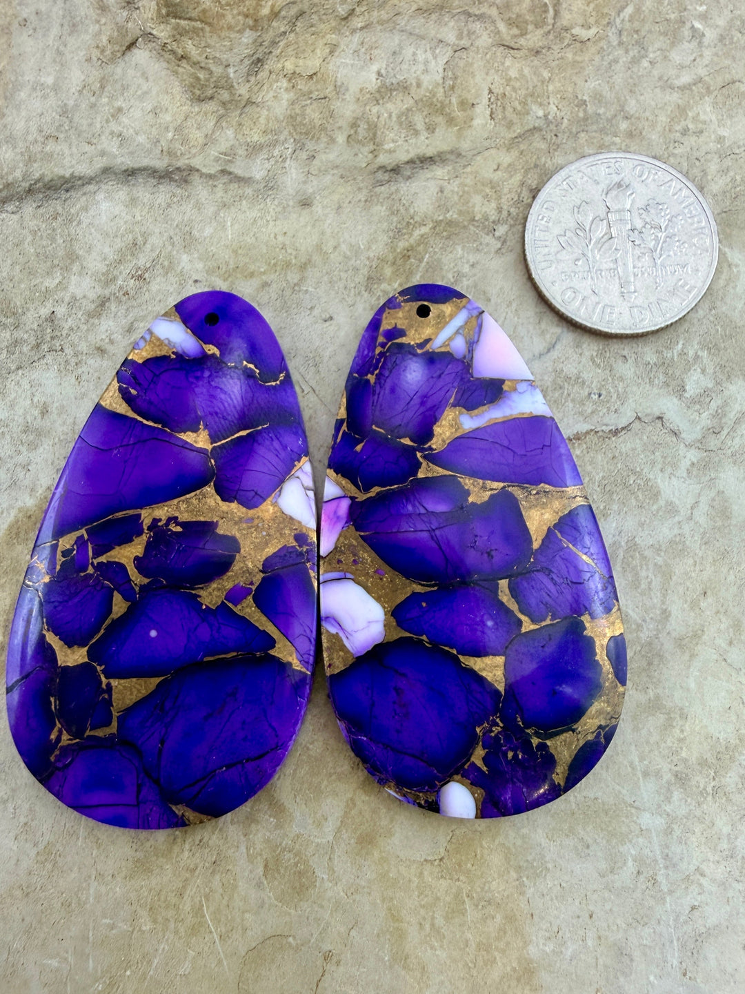Lavender Dahlia Kingman Composite Block Matching Earring