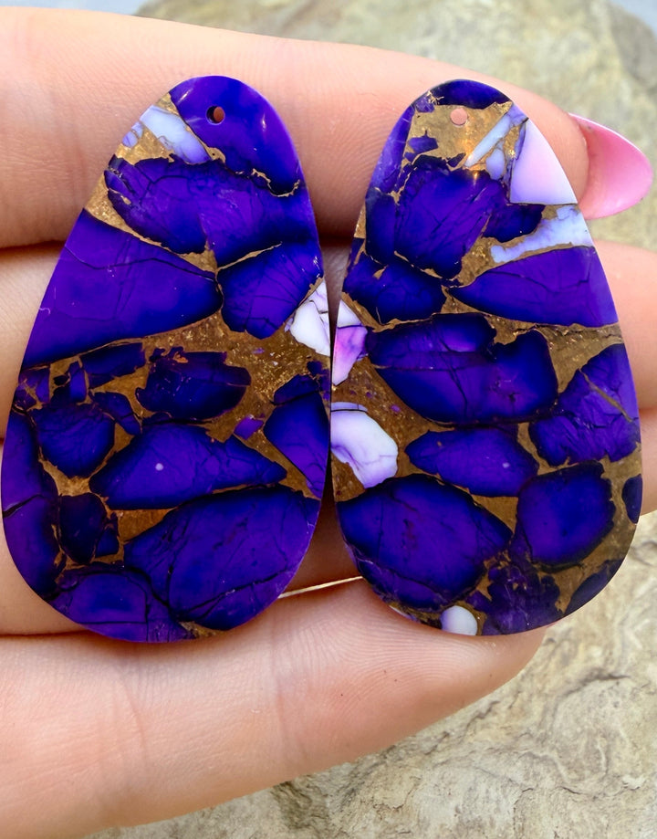 Lavender Dahlia Kingman Composite Block Matching Earring