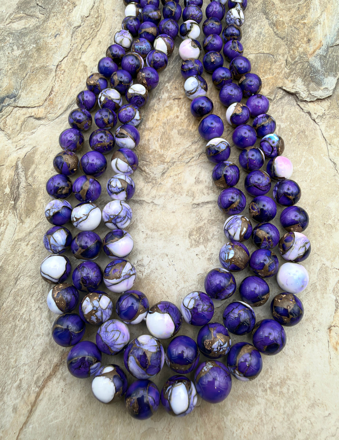 Lavender Dahlia Kingman Composite Garduated Round Beads