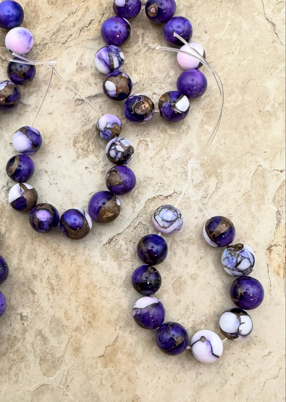 Lavender Dahlia Kingman Composite Round Beads 7mm Set of 10