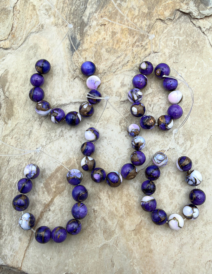 Lavender Dahlia Kingman Composite Round Beads 7mm Set of 10