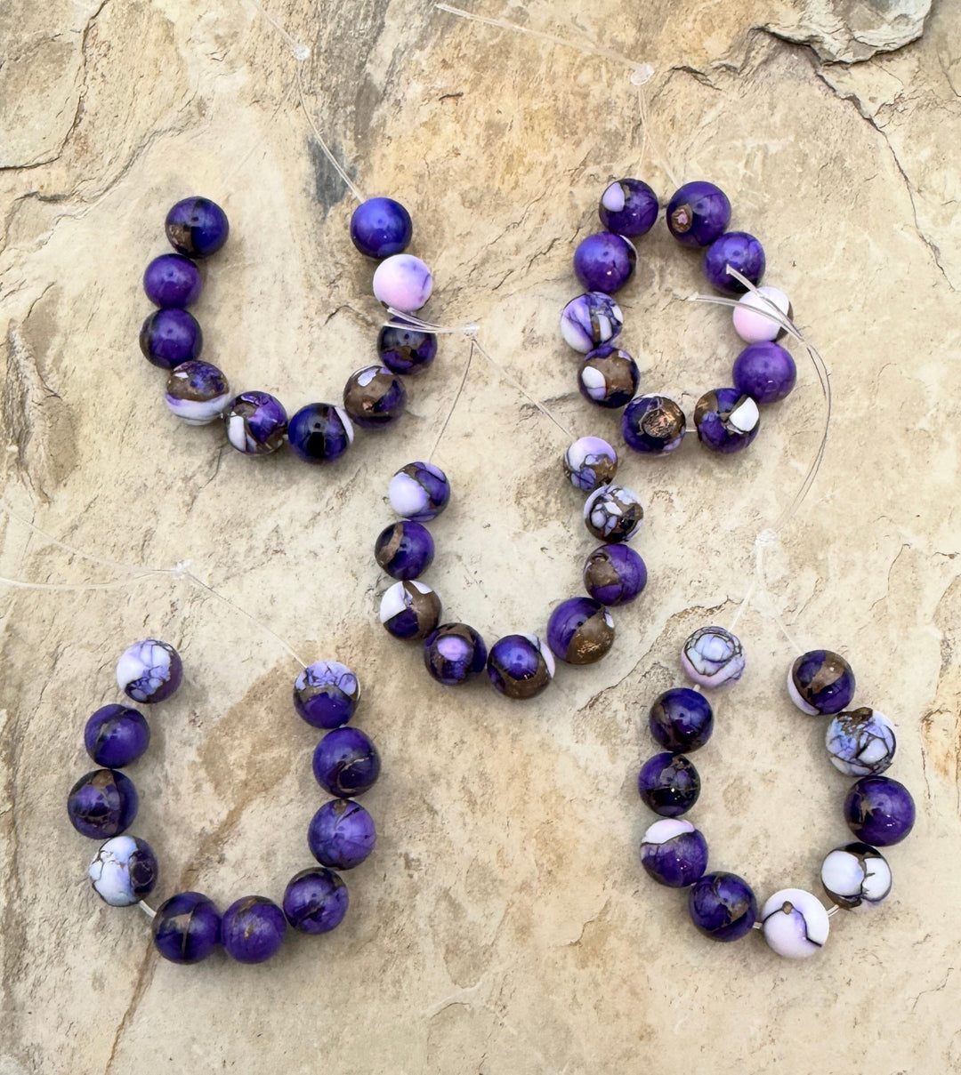 Lavender Dahlia Kingman Composite Round Beads 7mm Set of 10