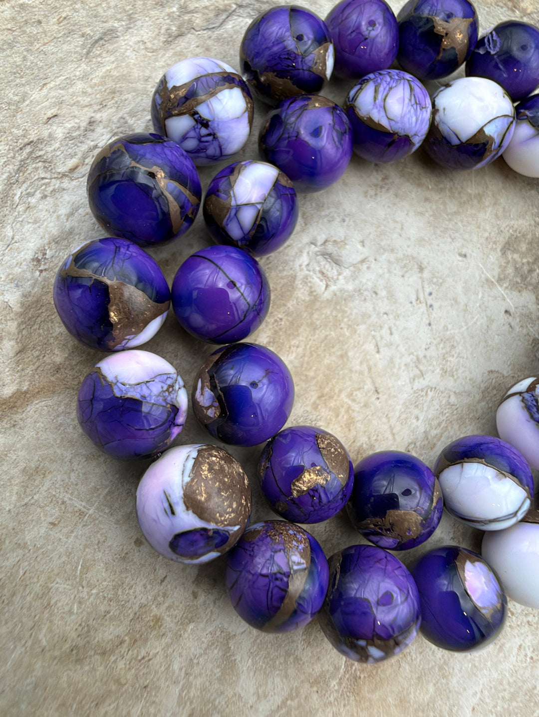 Lavender Dahlia Kingman Composite Round Beads 8-9mm Set