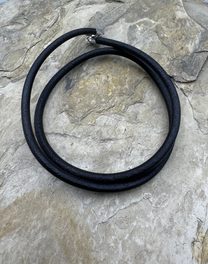 Leather Necklace with Sterling Silver Clasp 4mm thickness