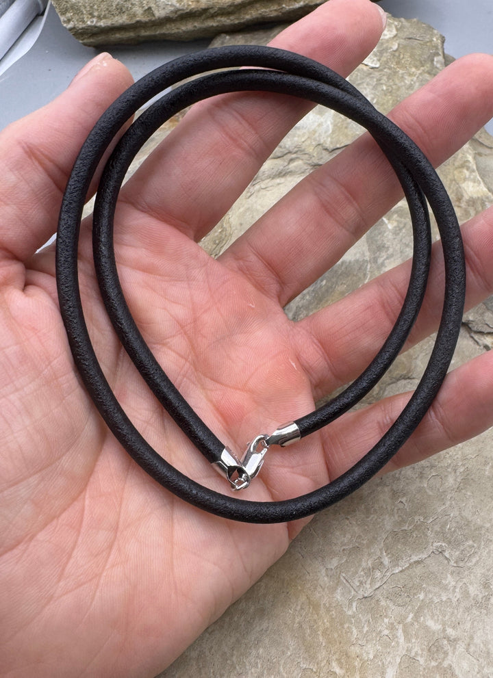 Leather Necklace with Sterling Silver Clasp 4mm thickness