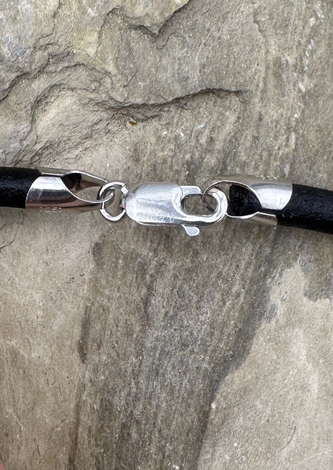 Leather Necklace with Sterling Silver Clasp 4mm thickness