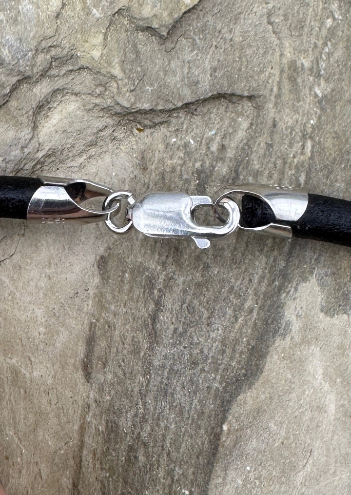Leather Necklace with Sterling Silver Clasp 4mm thickness