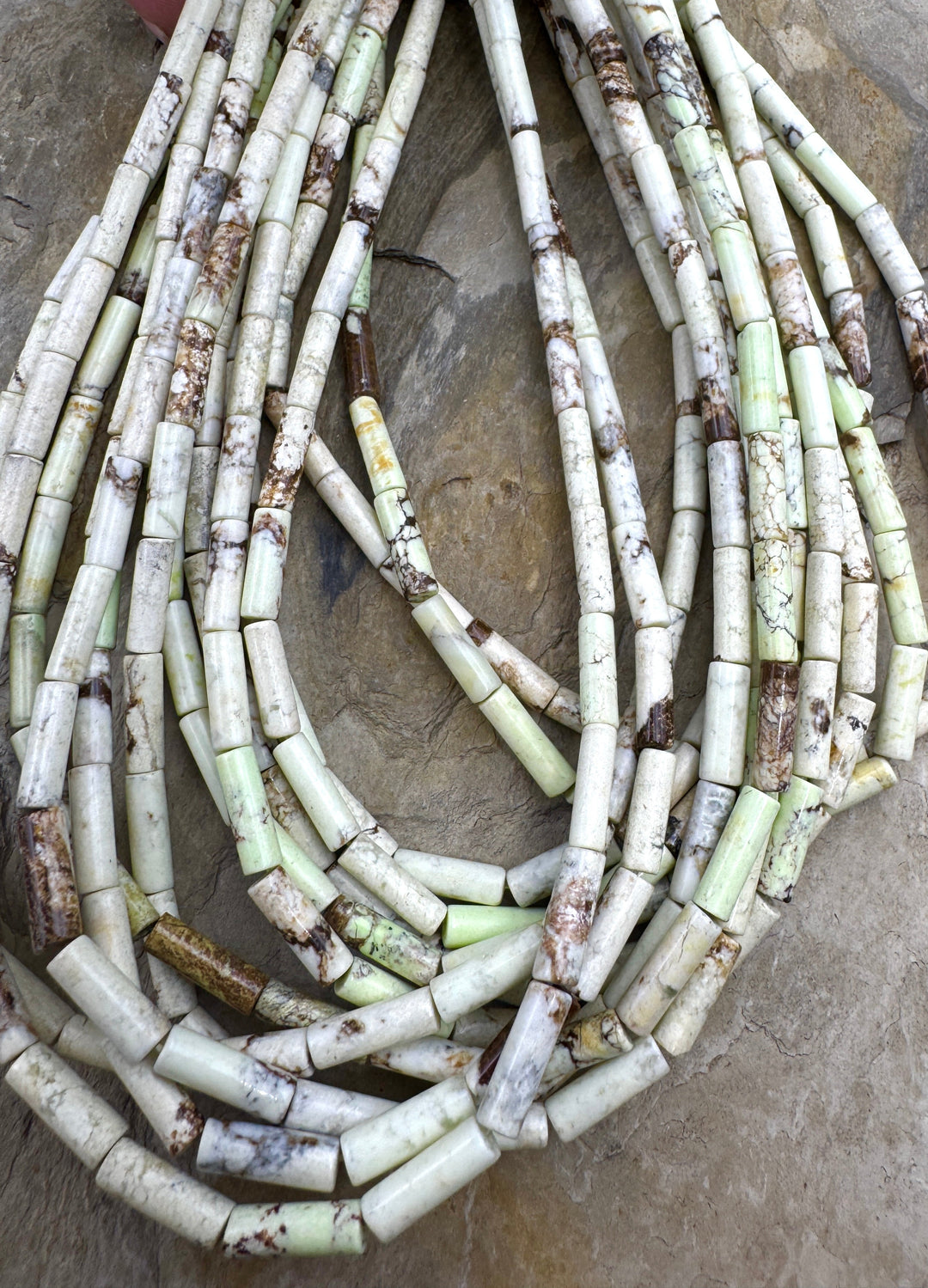 Lemon Chrysoprase (Australia)Tube Beads 4x13mm 15 inch