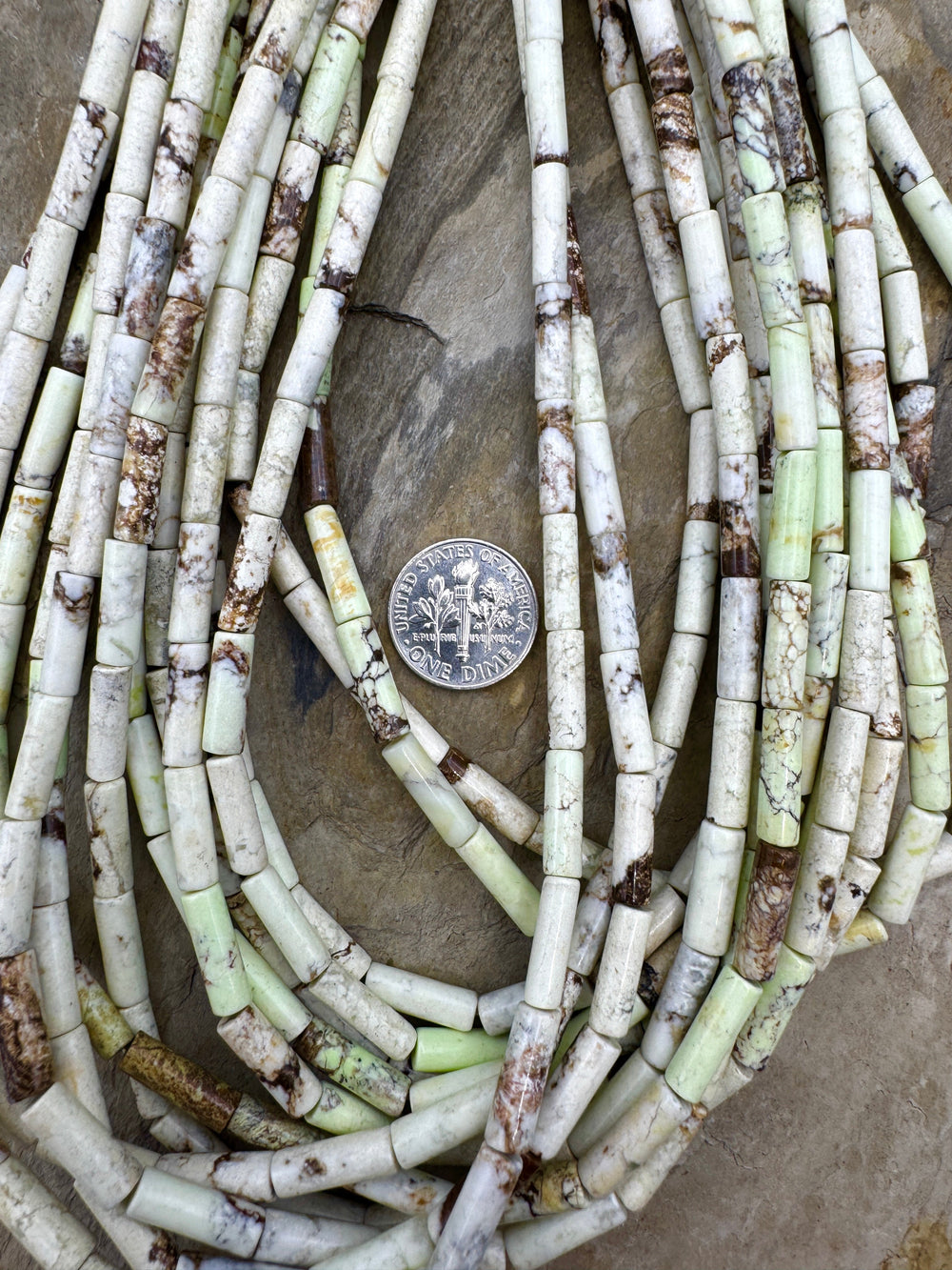 Lemon Chrysoprase (Australia)Tube Beads 4x13mm 15 inch